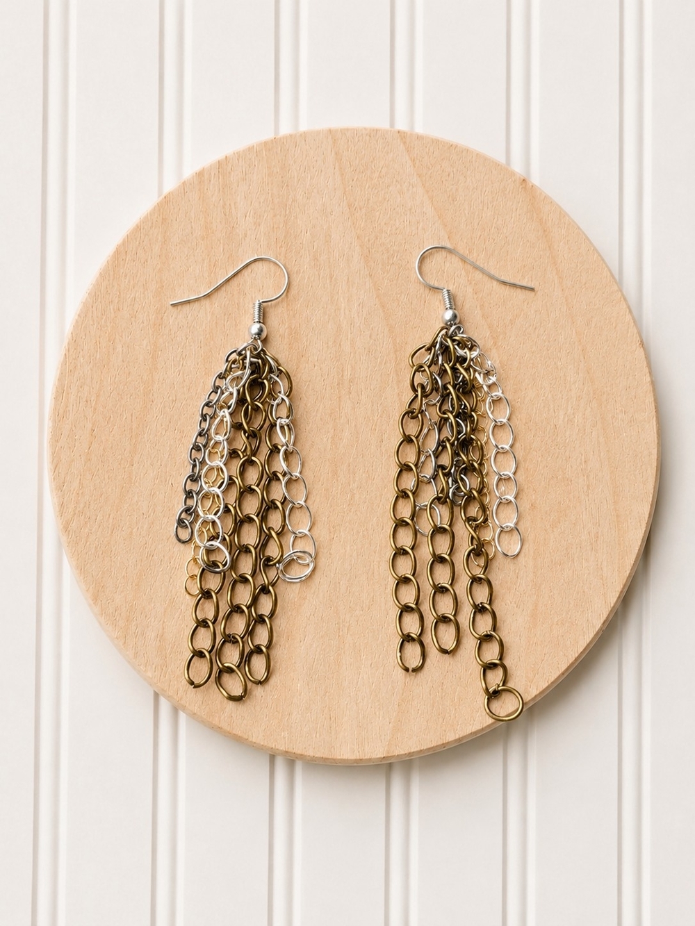 Mixed Metal Tassel Chain Earrings - Women Jewelry